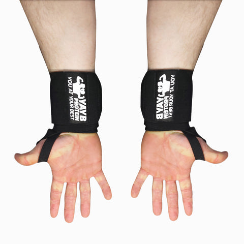 YAYB Power Wrist Wraps (Pair) Heavy Gauge 3mm Powerlifting, Strongman
